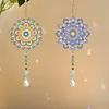 2Pcs Diamond Painting Acrylic Double Sided Mandala Wind Chime Suncatcher with Crystal Hanging Pendant