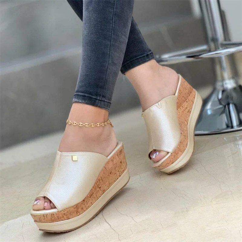 Wedge Slippers Women Shoes 2021 Summer Peep Toe Sandals Fashion Platform Slippers Outdoor Casual Flip Flops Female Heels Slides