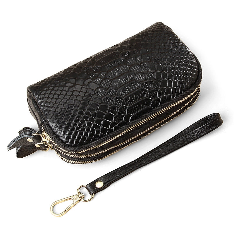 Clutch Bag Women’s High-end Small Bag Genuine Leather Fashionable Snake Pattern Three Zipper Large Capacity Clutch Bag Long Wallet For Women