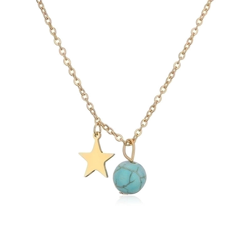 Casual Minimalist Star 304 Stainless Steel Natural Stone Plating Pendant Necklace