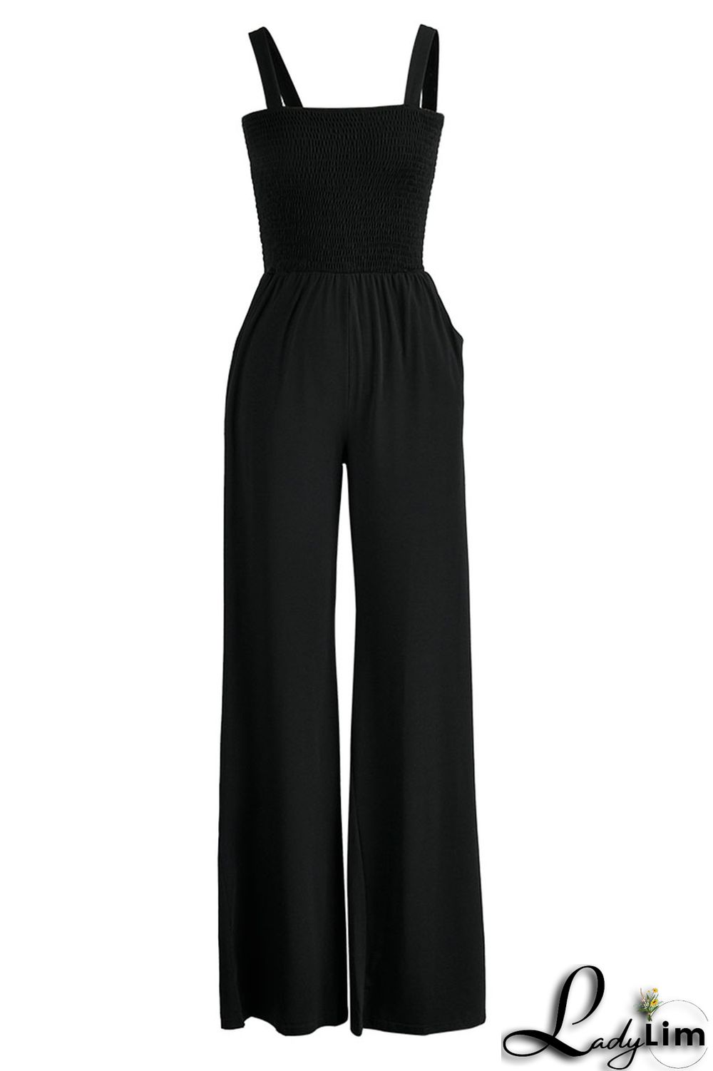 Yellow Casual Solid Patchwork Spaghetti Strap Straight Jumpsuits