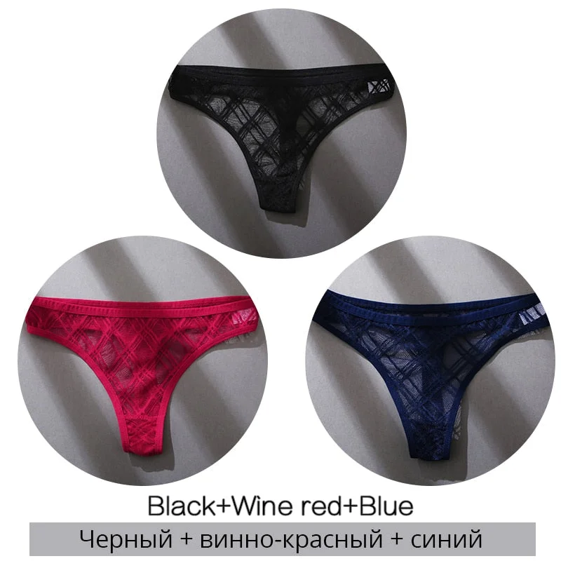 FINETOO Sexy Thongs Panties Women M-XL Transparent Lattice Underwear Ladies Lace G-string Underpants Female Thong Lingerie 2021