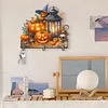 Wooden Special Shape Pumpkins And Lantern 3 Hooks Diamond Painting Hook Rail