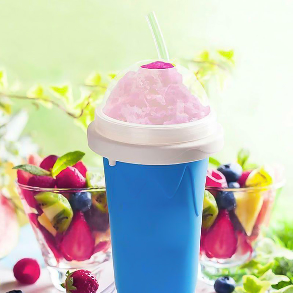 TIK TOK Magic Quick Frozen Smoothies Cup Cooling Cup Double Layer Squeeze Cup Slushy Maker 2PC-2 Slushie Maker Cup Homemade Milk Shake Ice Cream Maker DIY it for Children and Family