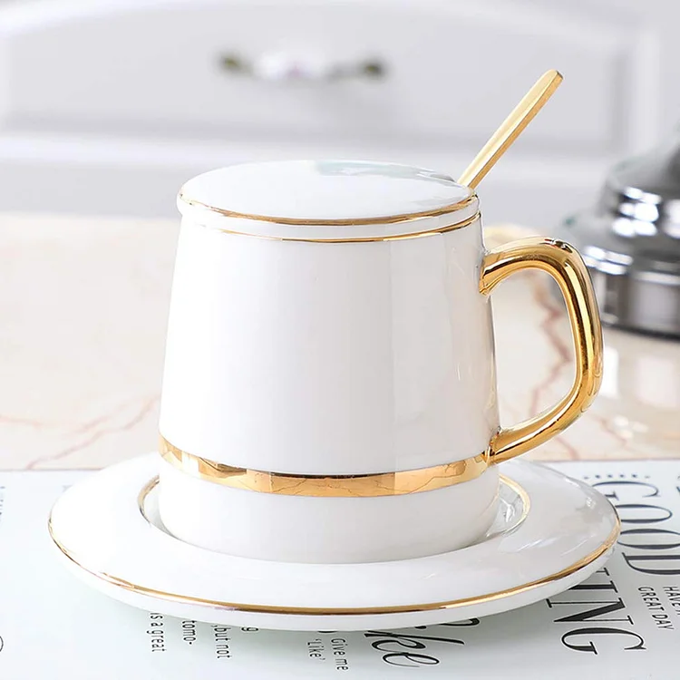 Retro Luxurious Coffee Cup With Spoon and Coaster Lid - Appledas