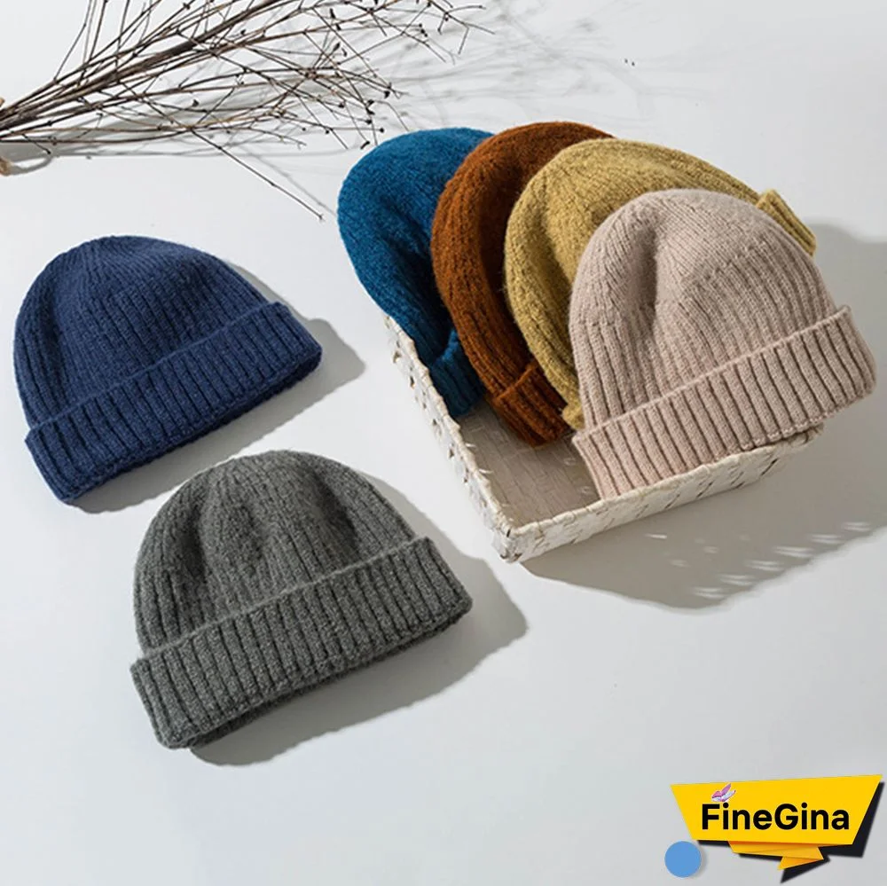 Men's & Women's Warm Plain Knitted Melon Leather Hat