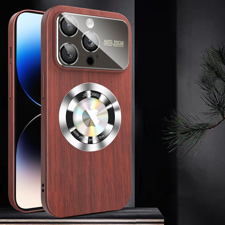 Lens Protect Wood Texture Hard PC Case