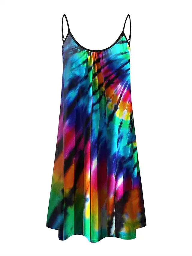 Mini Print Fashion Modern Geometric Spaghetti straps Dress Wear Womens Summer Spring