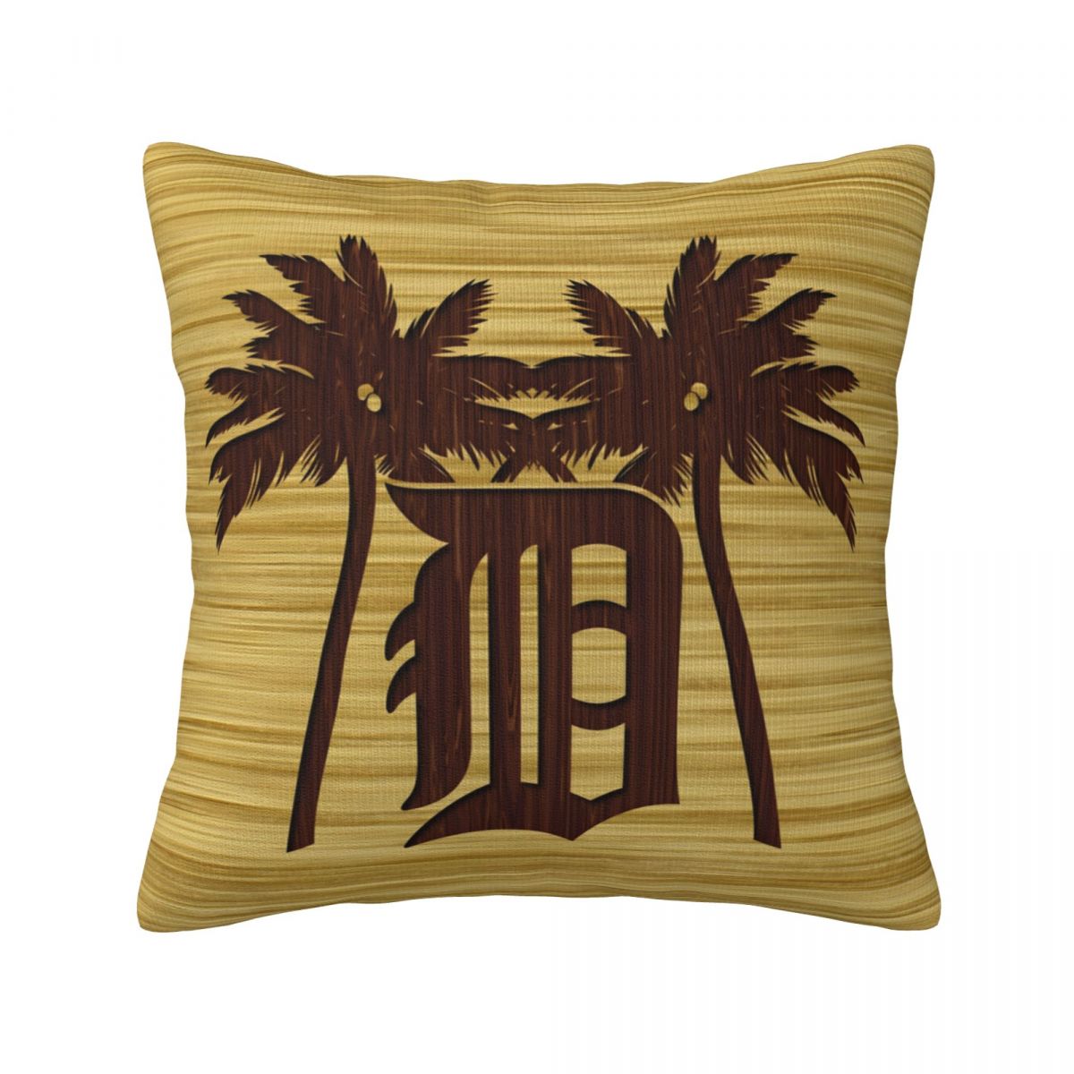 Detroit Tigers Wooden Brown Logo Pillow Covers 18x18 Inch