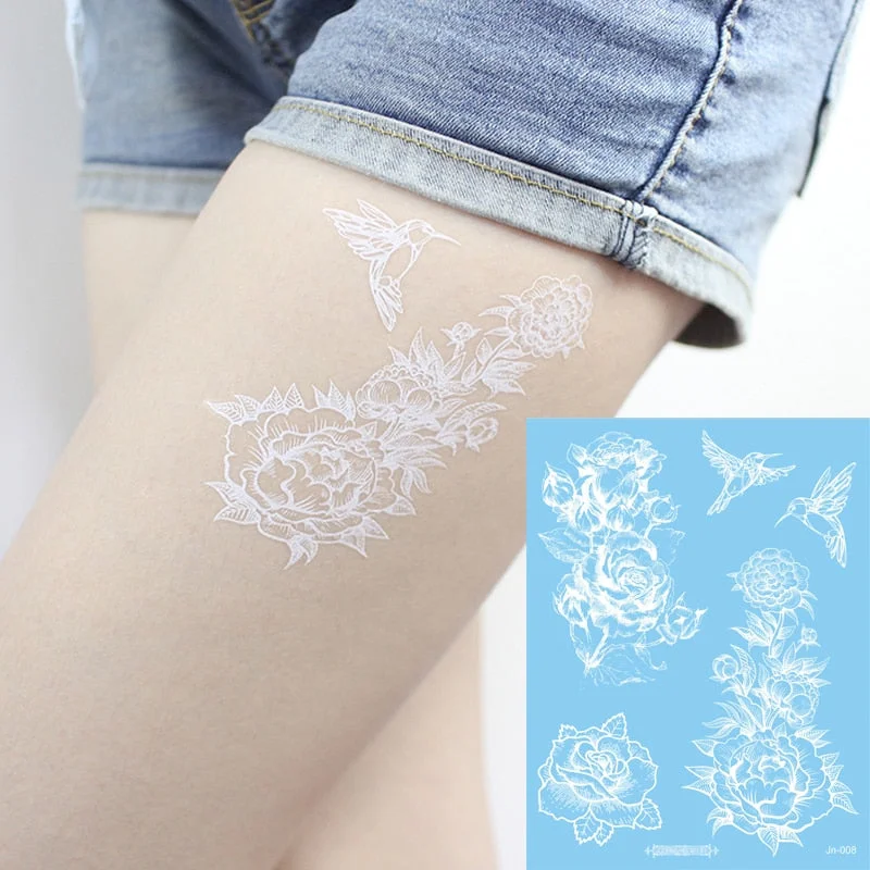 waterproof temporary tattoos face neck water transfer white henna tattoo fake moon star lace tattoo designs stickers decal