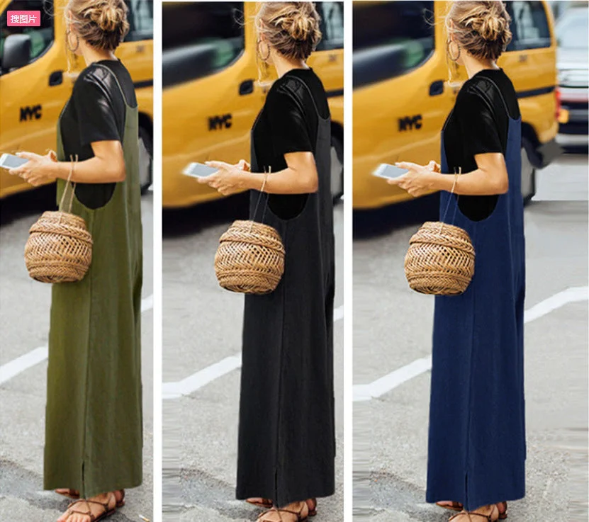 Uveng Trousers Loose Solid Color Wide Dresses