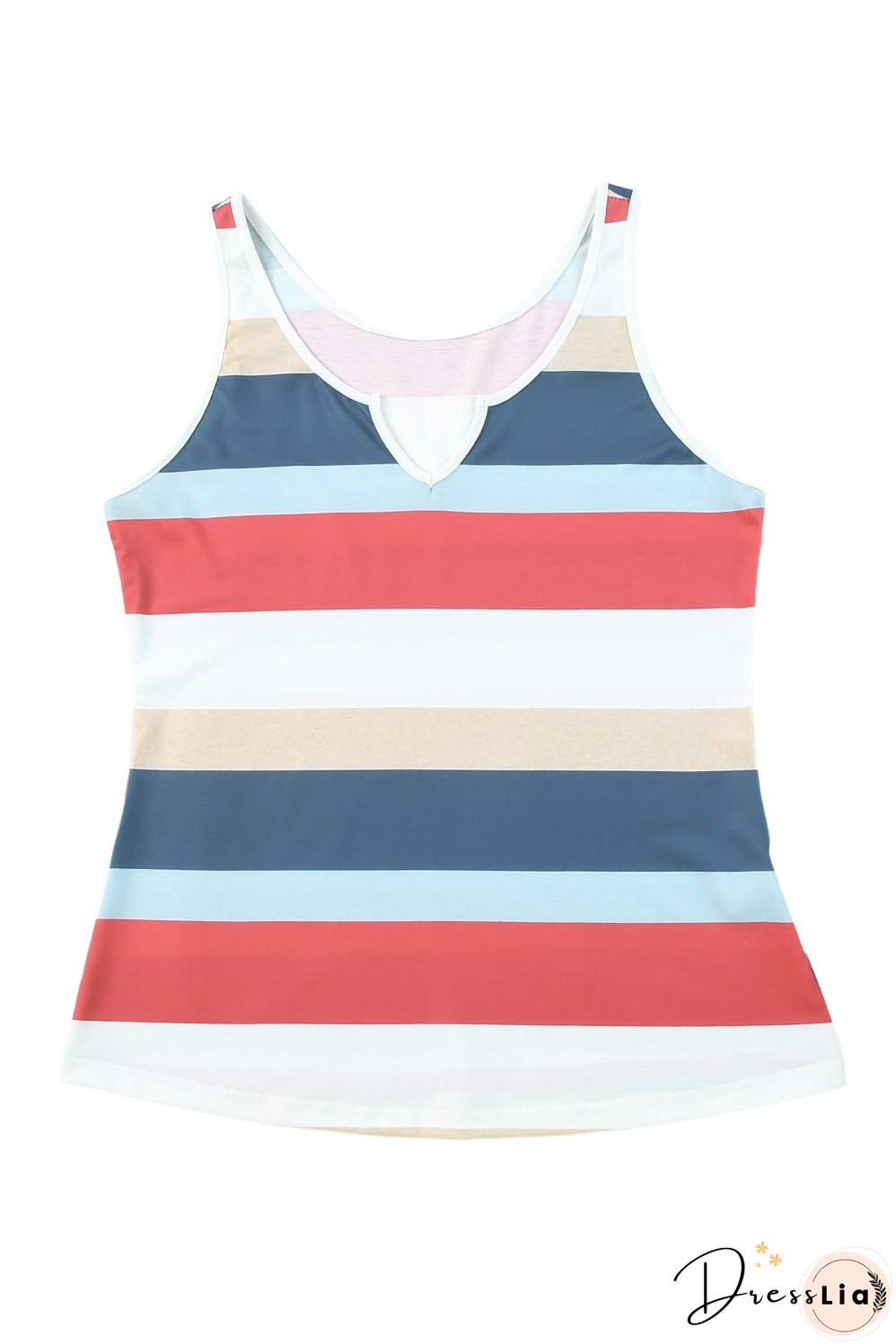 Striped Notched Neck Tank Top