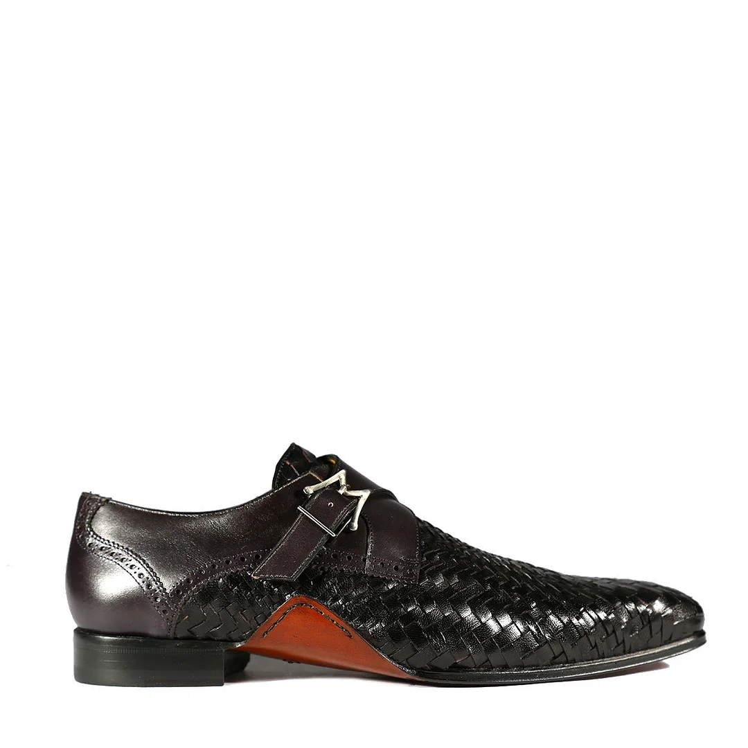 Men's Shoes Black Woven / Calf-Skin Leather Dress Loafers
