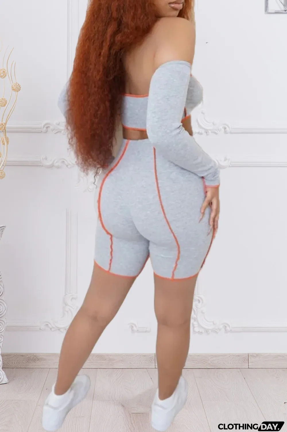 Grey Street Solid Bandage Strapless Long Sleeve Two Pieces