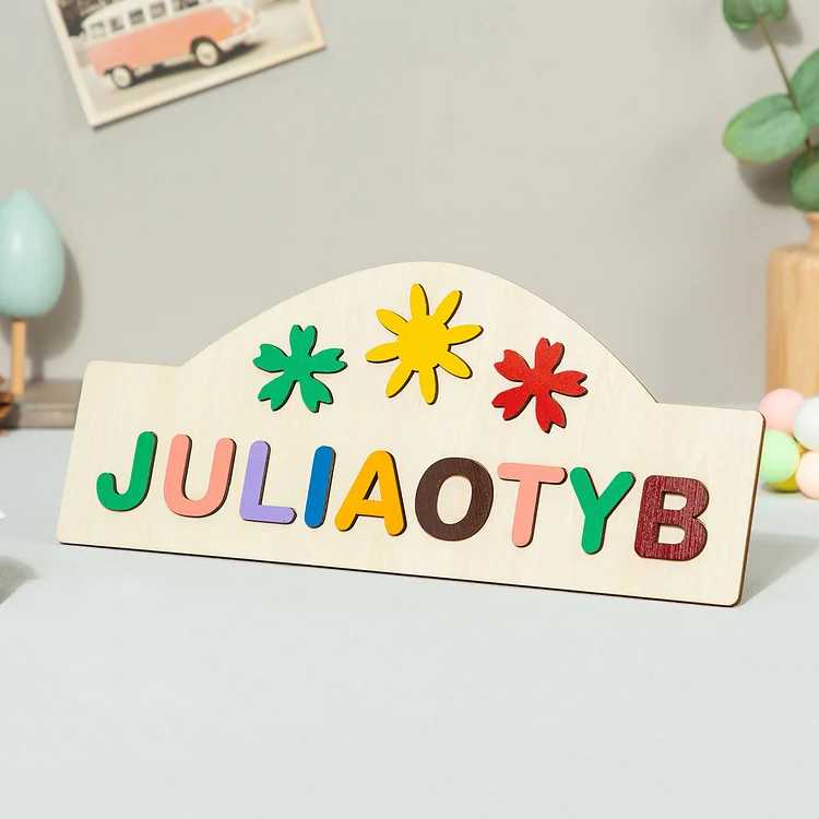 Personalized Wooden Name Puzzles Flower Design Educational Gifts for Toddlers