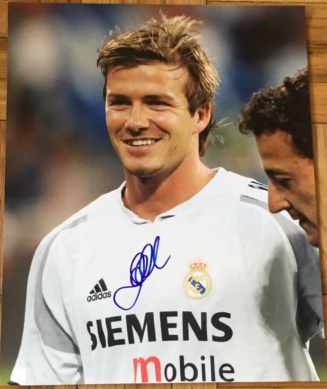 DAVID BECKHAM SIGNED FULL AUTOGRAPH REAL MADRID LEGEND HUGE 16x20 Photo Poster painting COA