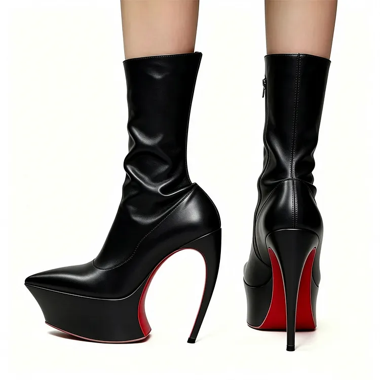145mm Women's Platform Fashion Bianca Booty Red Bottom Heels VOCOSI VOCOSI