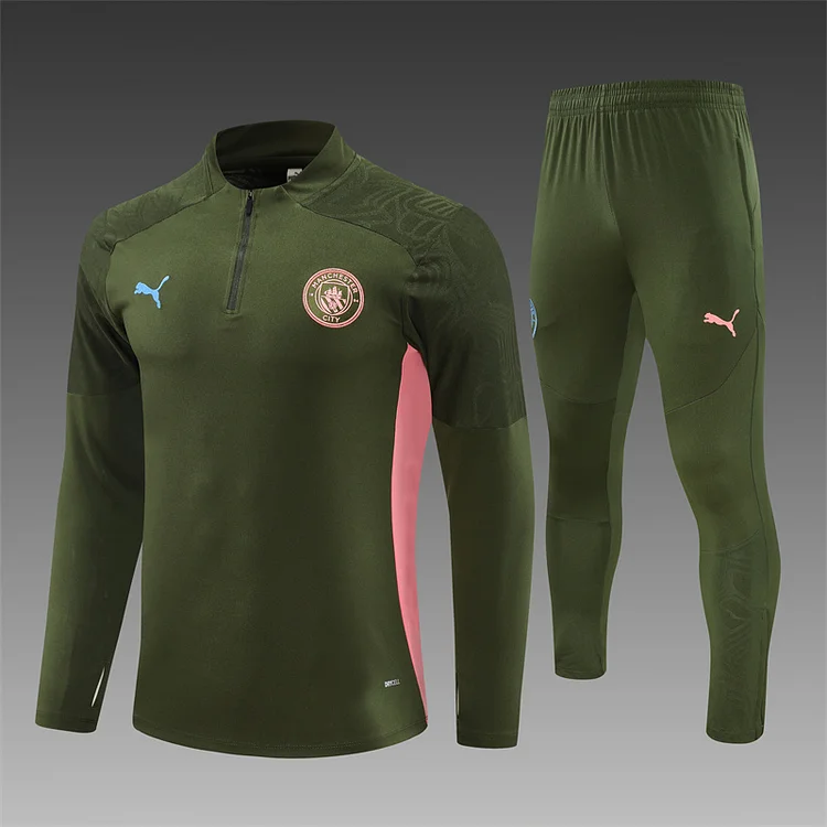 2024-25 Manchester City Army Green Half-Drawn Training Jersey
