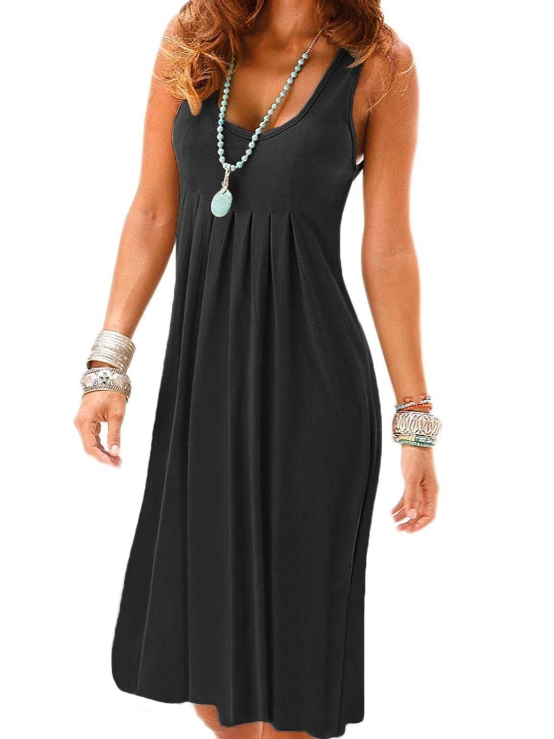 Women Plus Size Round-neck Sleeveless Dress Casual Summer Short Dress