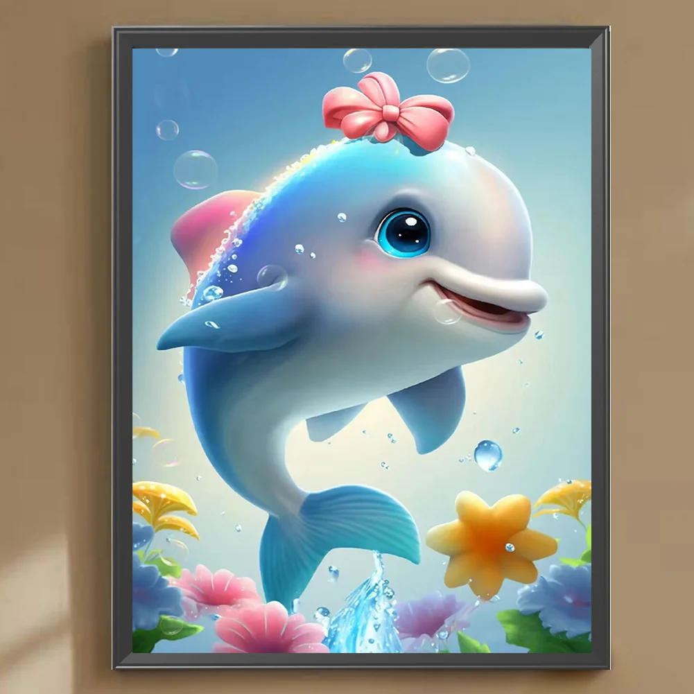 Full Round Diamond Painting 30*40cm - Beautiful Dolphin
