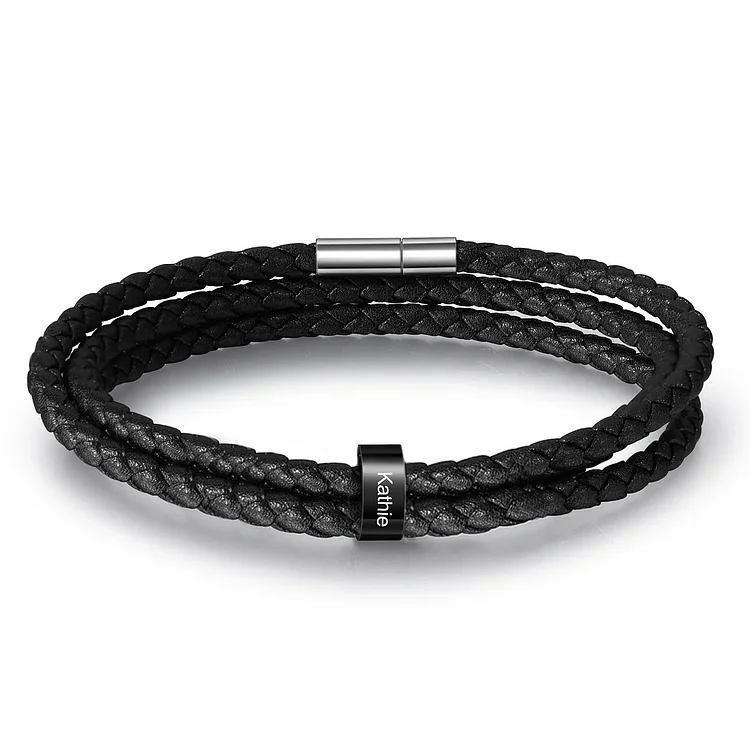 Men Braided Leather Bracelets with 1 Bead Bracelet Gifts for Him