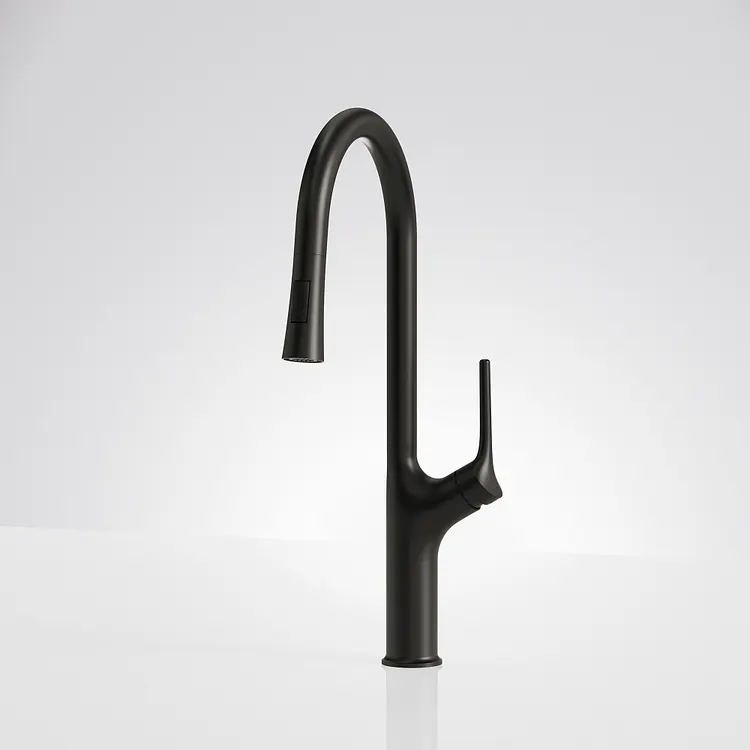EVERSTEIN Single Handle Pull Down Kitchen Faucet Matte Black 
