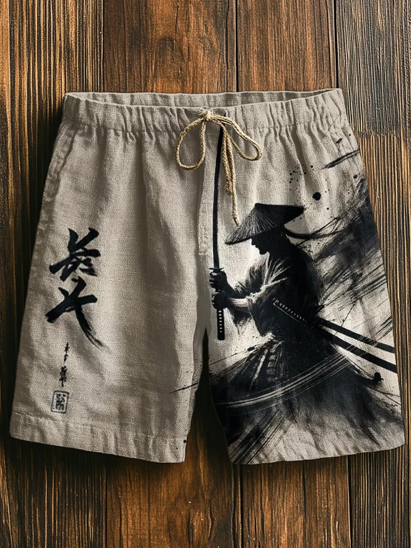 Men's The Lone Warrior Ink Art Print Casual Shorts