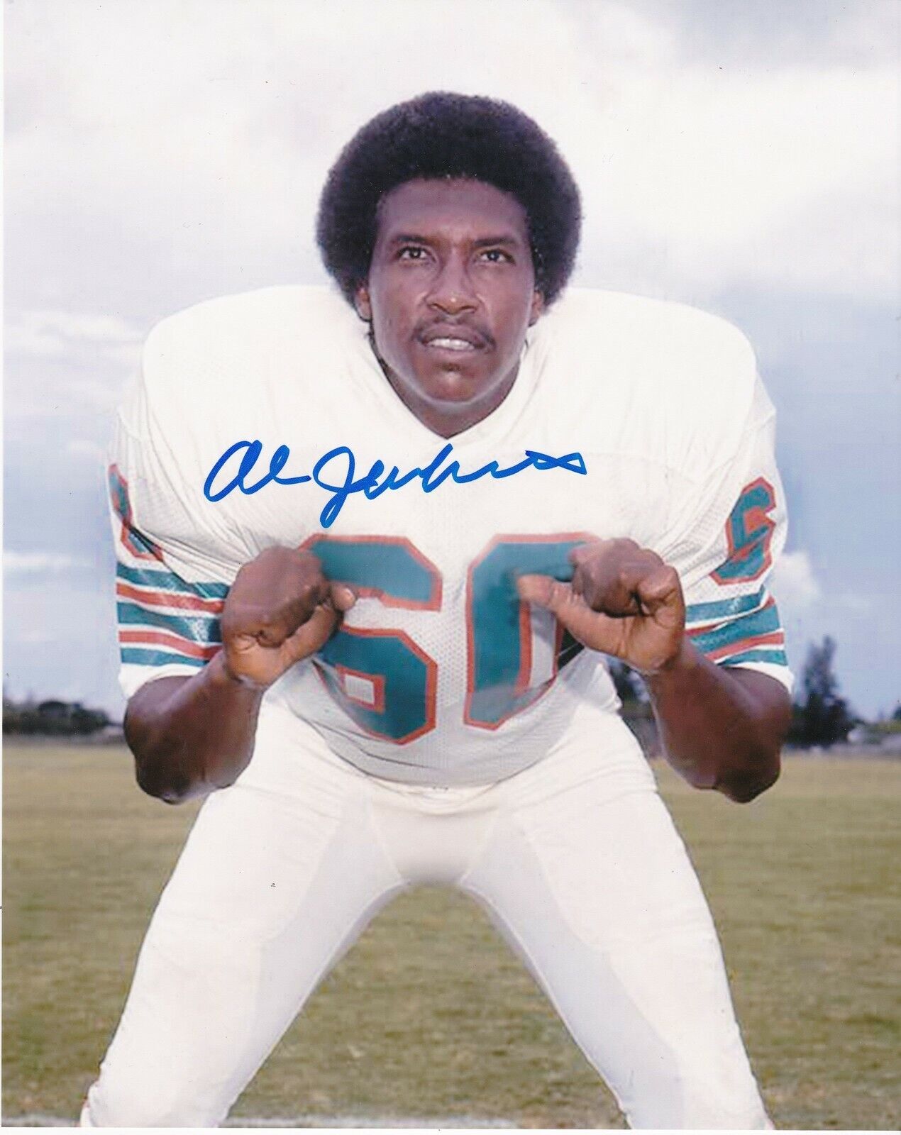 AL JENKINS MIAMI DOLPHINS 17-0 1972 ACTION SIGNED 8x10