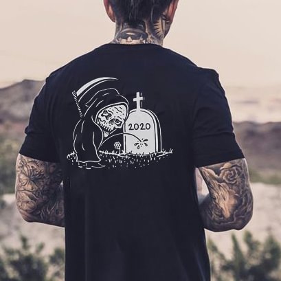 Cemetery Sickle Skull Print Men's T-shirt - Krazyskull