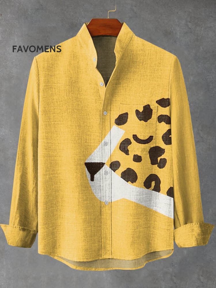 Leopard Print 100% Cotton Long Sleeve Shirt Multicolor / S