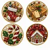 4pcs Acrylic DIY Pearl Painting Coaster Kit - Christmas