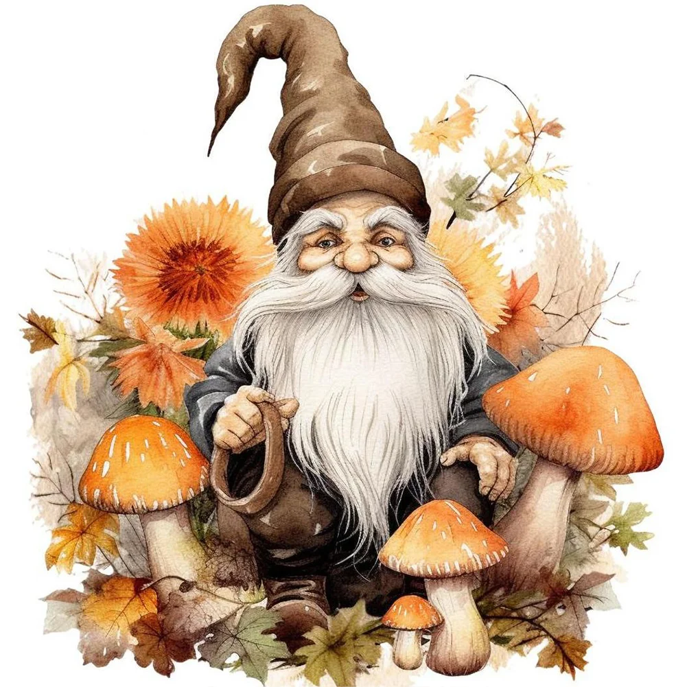 Full Round Diamond Painting - Autumn Mushroom Gnome(Canvas|40*40cm)