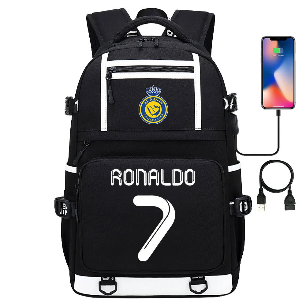 Get Your Little One Ready for School with the Cristiano Ronaldo Backpack - Featuring Double-Sided Pockets & Computer Protection Bag