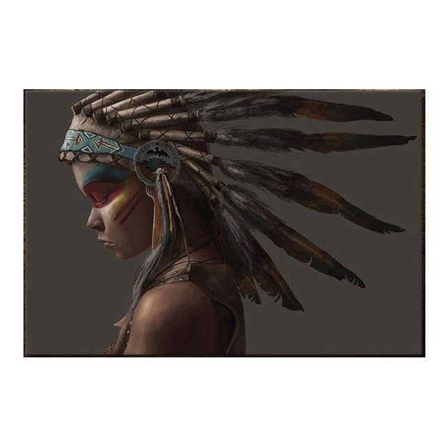 Indian Aboriginal Woman Ethnic Style Canvas Painting Posters and Prints Modern Wall Art Pictures for Living Room Home Decoration