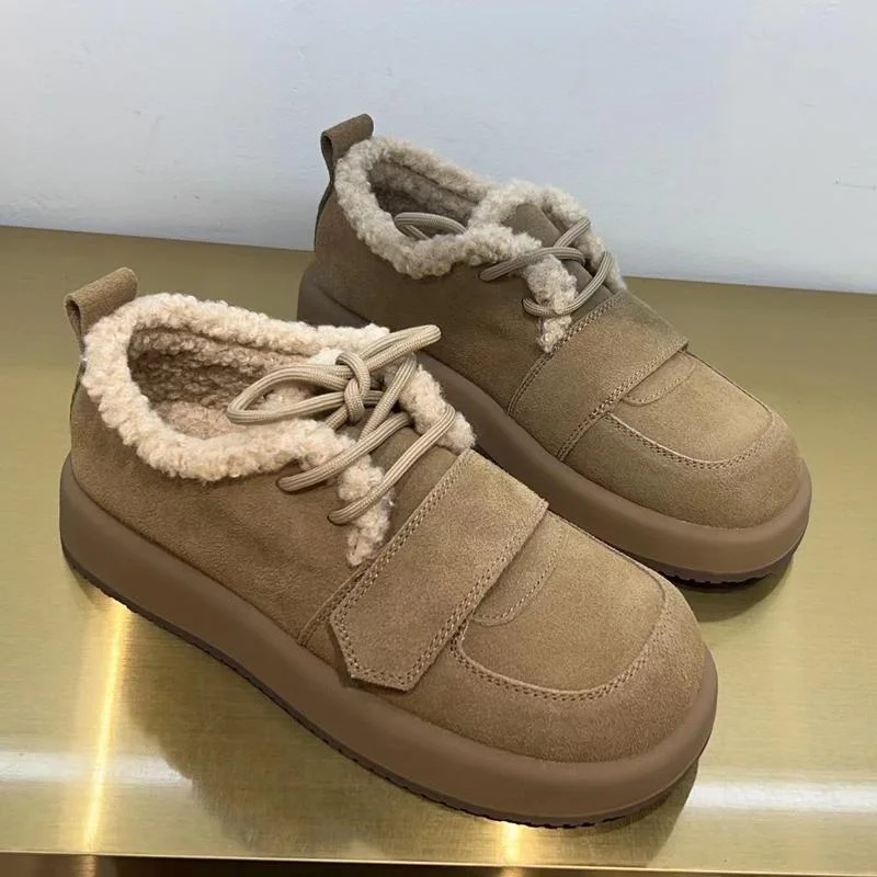 Wongn Wongn Women's 2024 Winter New Outside Wear Fashionable Thick Sole And Velvet Warm Ugly Cute Casual Cotton Shoes