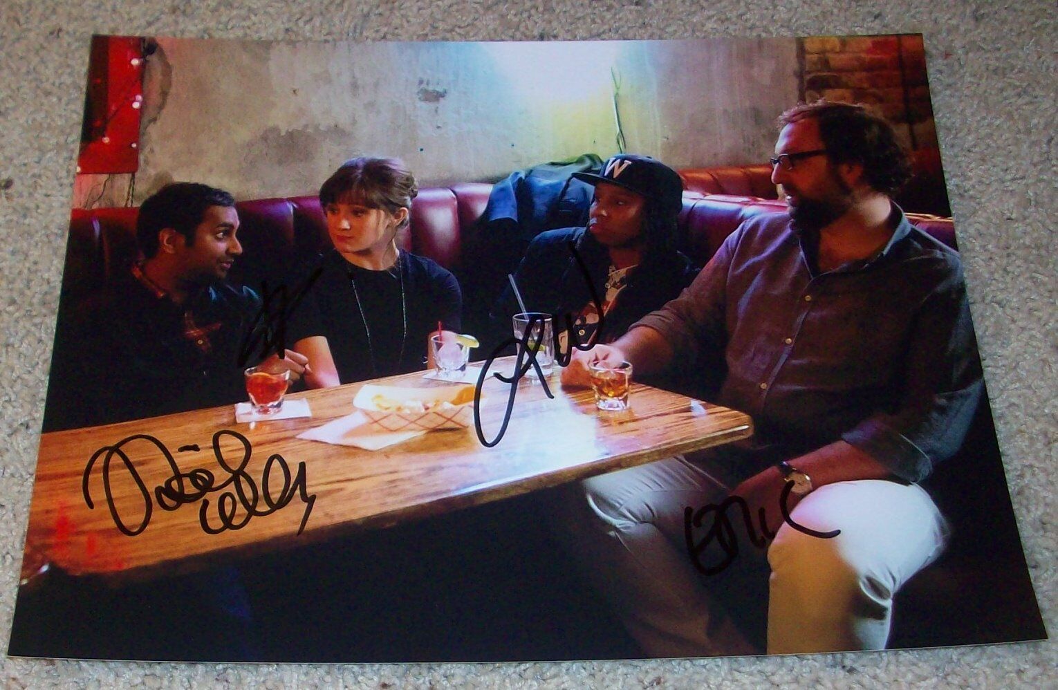 MASTER OF NONE SIGNED AUTOGRAPH CAST 11x14 Photo Poster painting w/EXACT PROOF AZIZ ANSARI +3