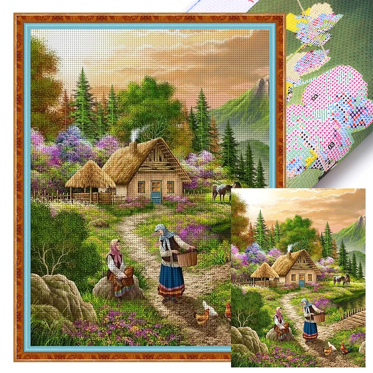 Mountain Farmhouse - Printed Cross Stitch 11CT 50*65CM