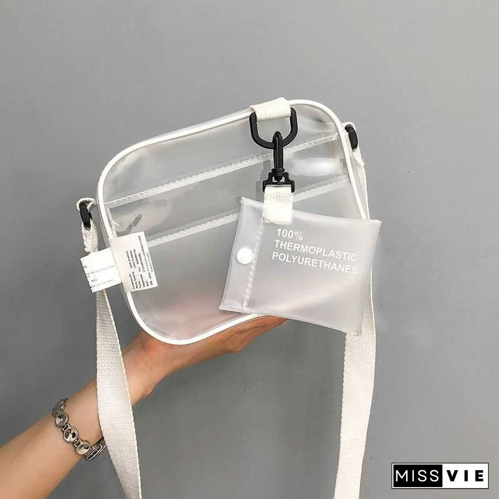 Casual Waterproof Matt Transparent Clear Shoulder Bag