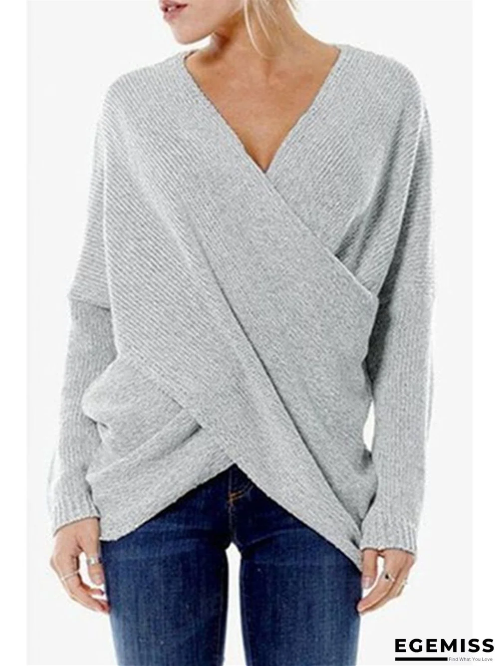 Fashion Inclined Solid Color Irregular Hem Sweater | EGEMISS