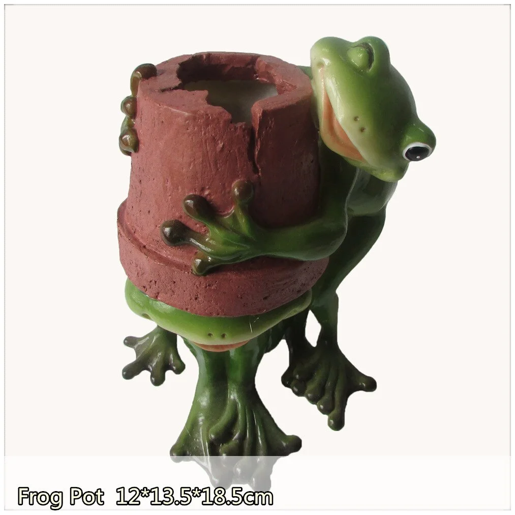 Mini Plant Pot with Cut Frog Flower Pot Fairy Garden Animal Frog Succulent Pot Outdoor Decoration Clay Flowerpot