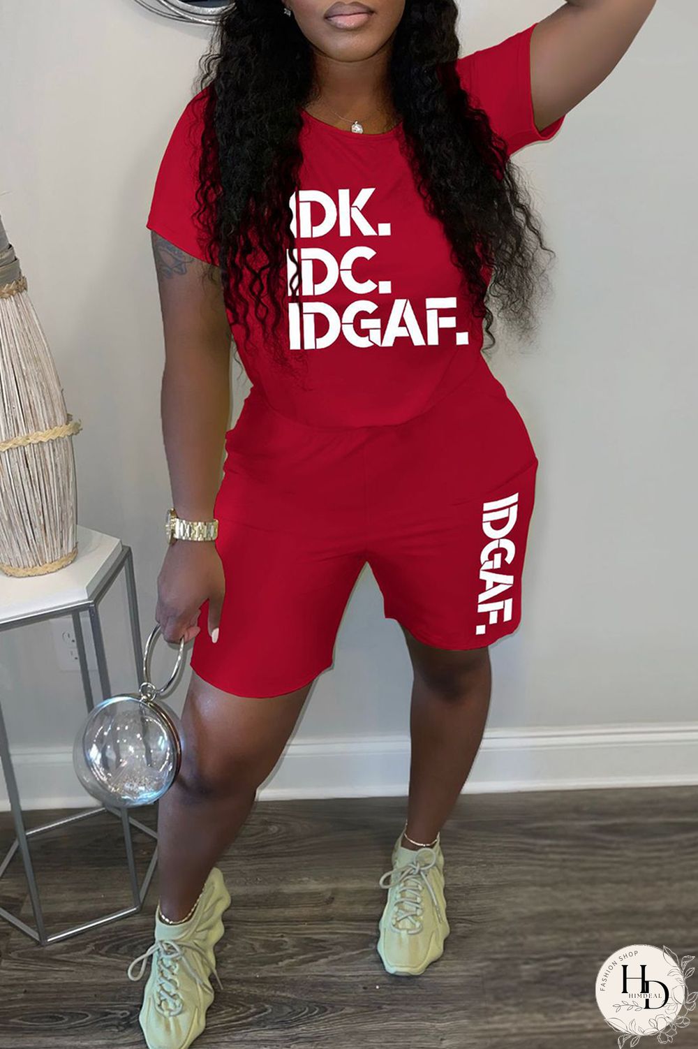 Black Casual Letter Print Basic O Neck Short Sleeve Two Pieces