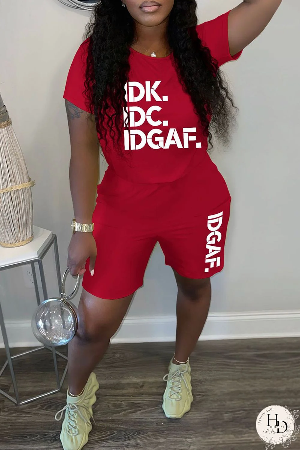 Black Casual Letter Print Basic O Neck Short Sleeve Two Pieces