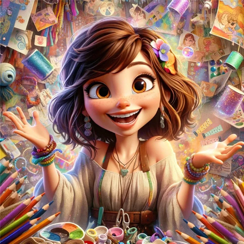 Full Round Diamond Painting 30*30cm - Girl