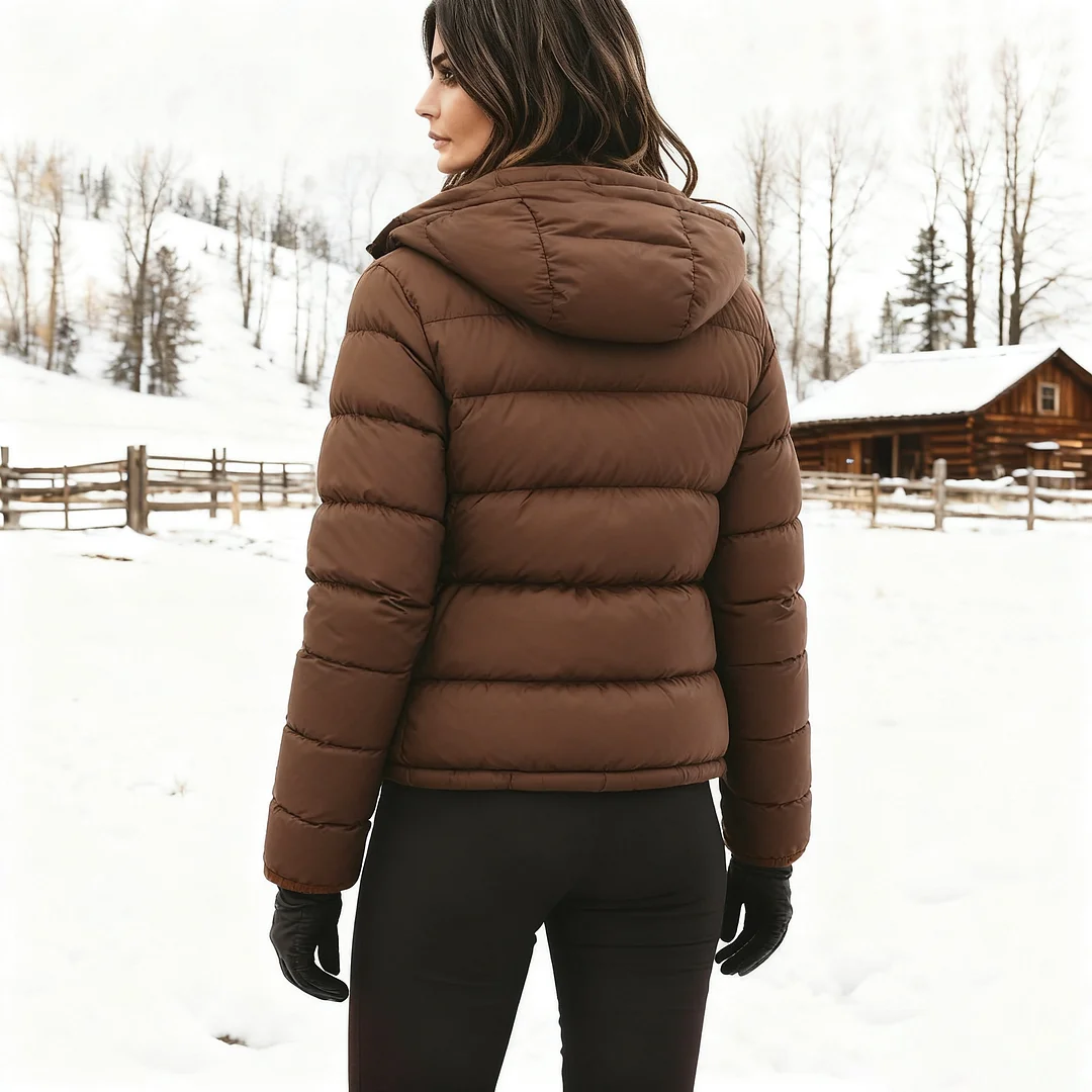 Women's Vintage Outdoors Brown Puffer Hooded Jacket