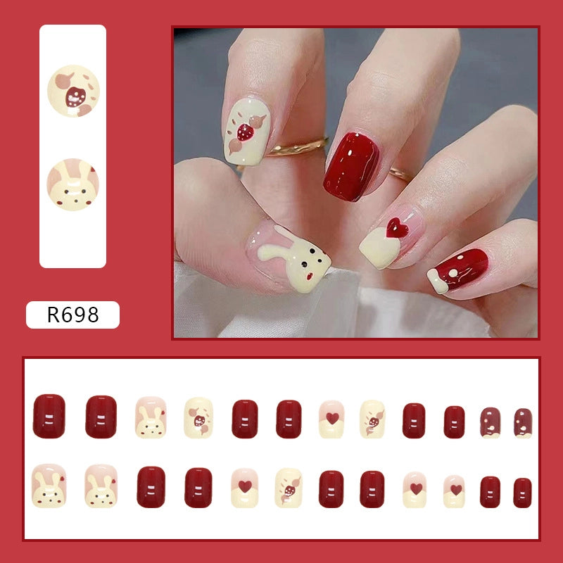 Simple And Cute Classic Style Autumn And Winter Wear Armor Cheap Hot Sale Nail Sticker Caramel Amber Finished Product Fake Nails