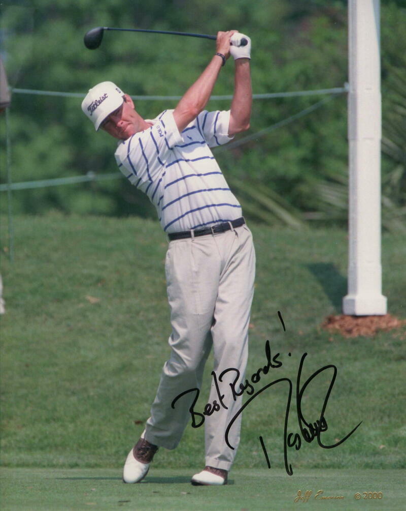 DAVIS LOVE III SIGNED AUTOGRAPH 8X10 Photo Poster painting - PGA MAJOR CHAMPION, GOLF ICON, BALL