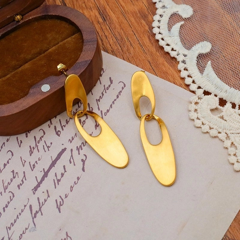 1 Pair Classic Style Irregular Titanium Steel Drop Earrings