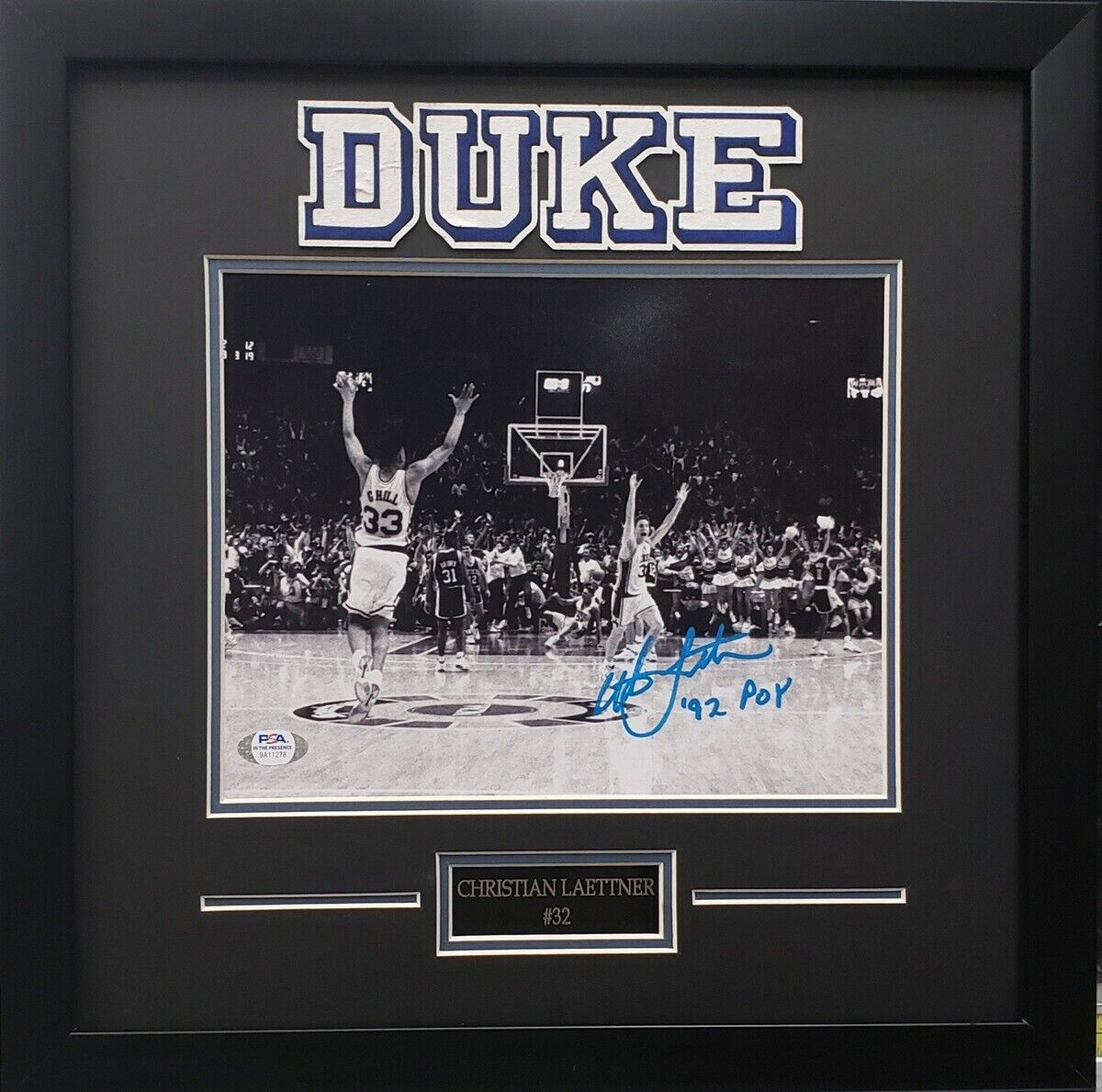 Christian Laettner autographed inscribed 8x10 framed NBA PSA Duke Blue Devils