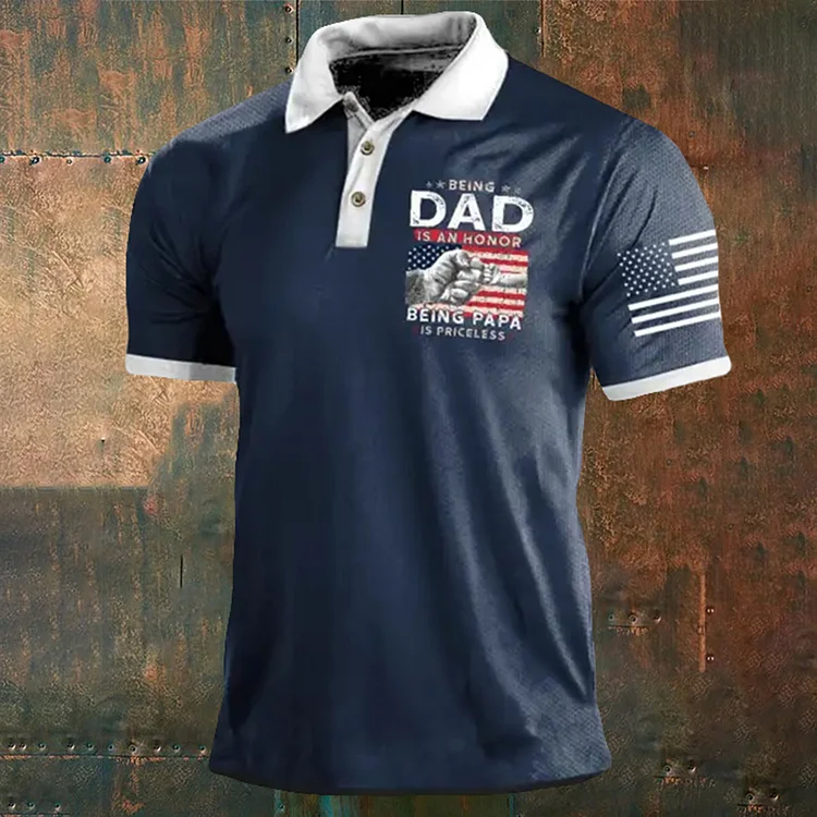 BrosWear Men'S Vintage Dad Short Sleeve Polo Shirt