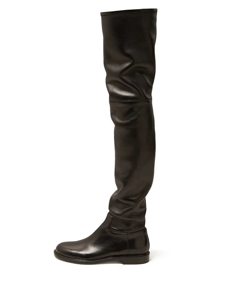 Black Closed Toe Thigh High Women's Flat Dress Boots |FSJ Shoes